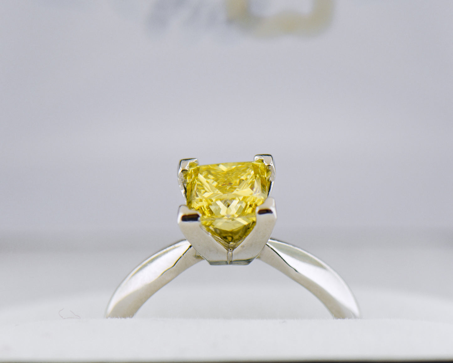 Princess Cut Vivid Yellow Diamond Solitaire Engagement Ring