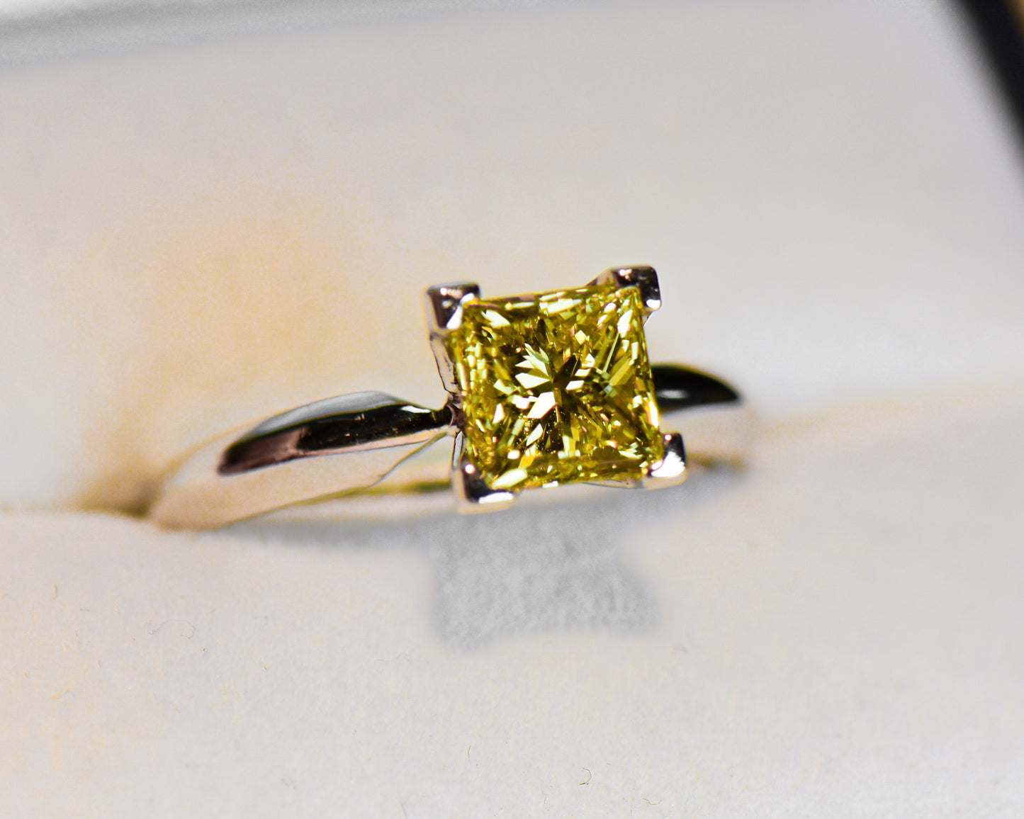 Princess Cut Vivid Yellow Diamond Solitaire Engagement Ring
