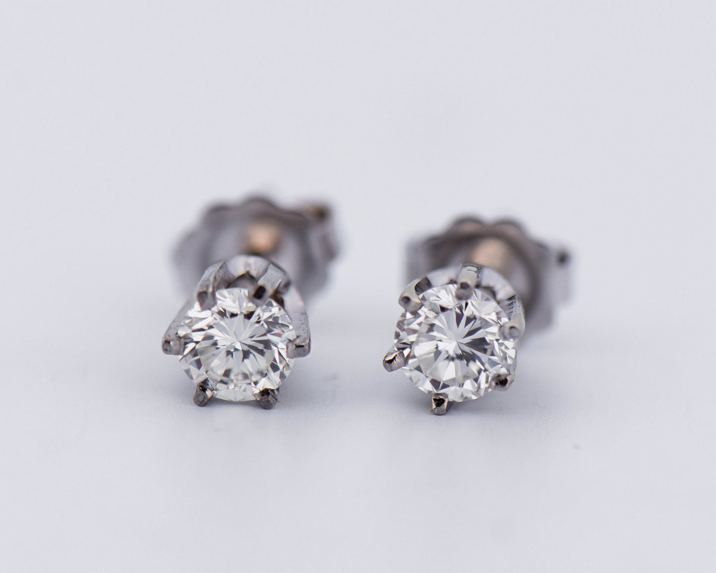 Vintage Diamond Stud Earrings with Emerald Halo Jackets