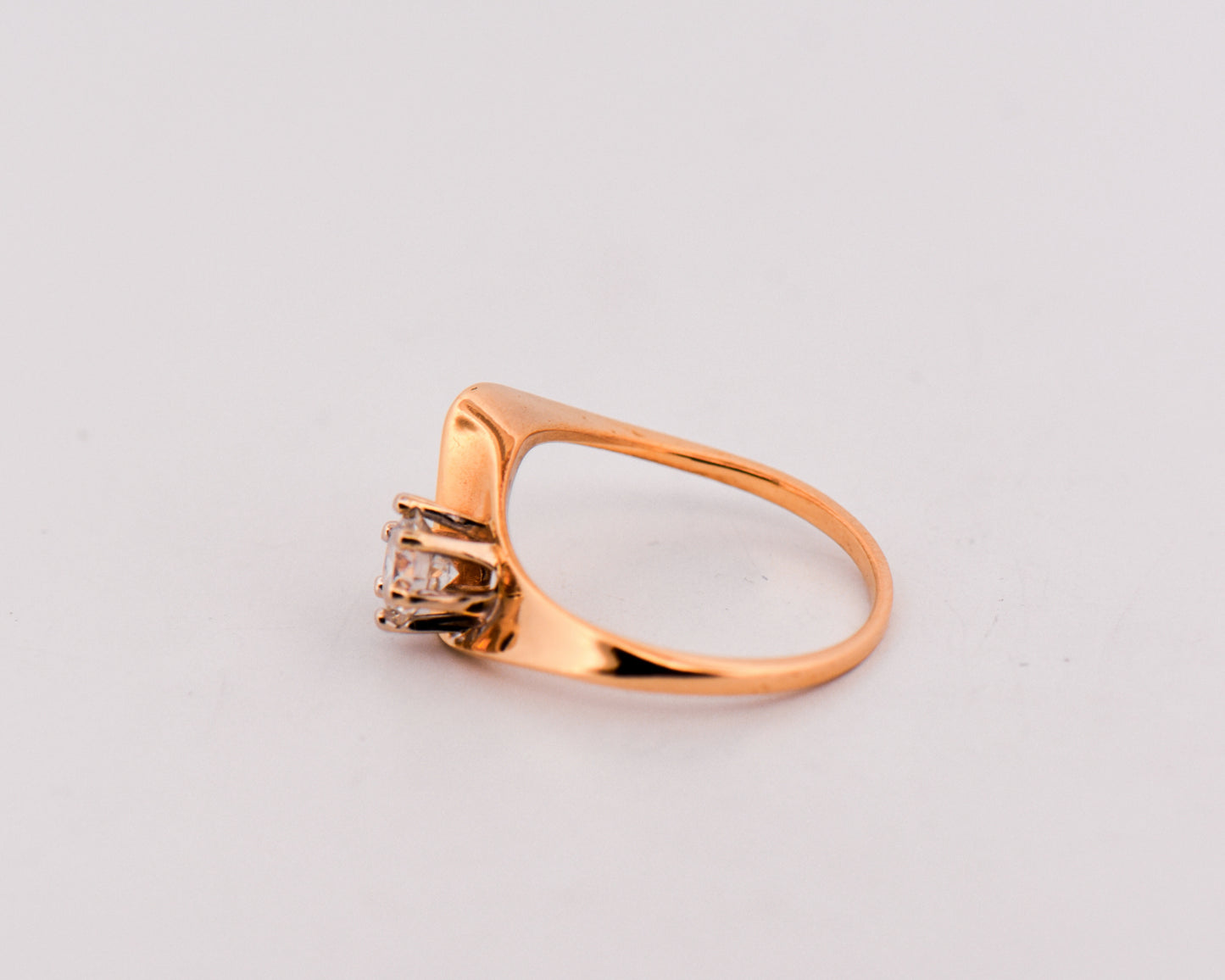 Artsy Mid-Century Gold & Diamond Engagement Ring