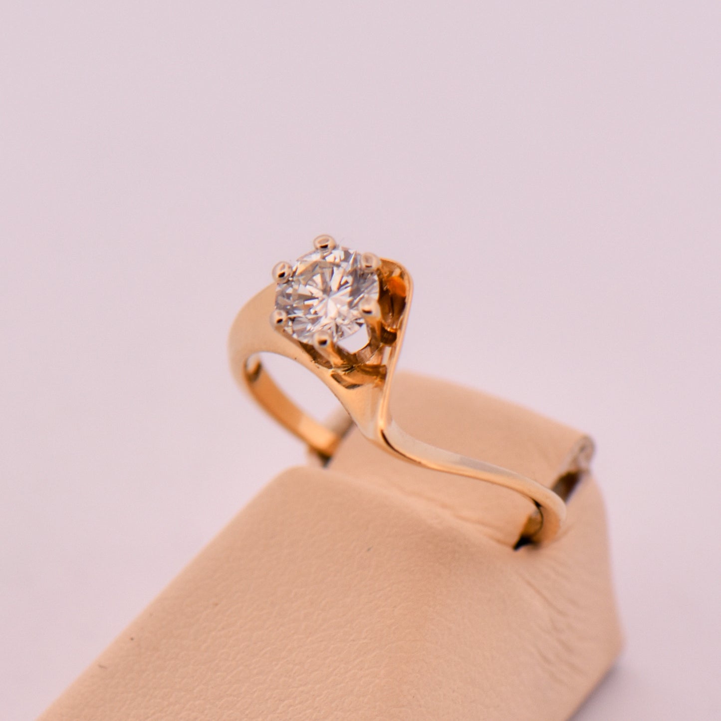Artsy Mid-Century Gold & Diamond Engagement Ring