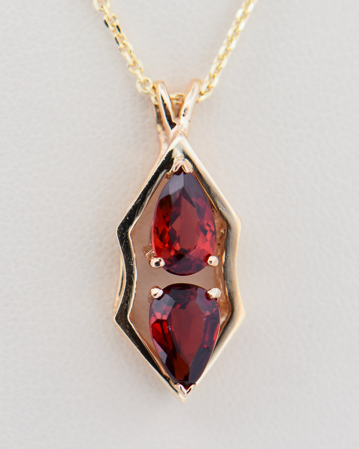 Vintage Two-Stone Garnet Pendant in Yellow Gold