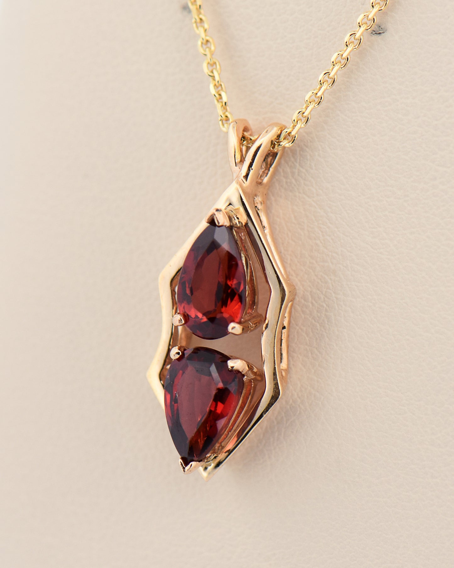 Vintage Two-Stone Garnet Pendant in Yellow Gold