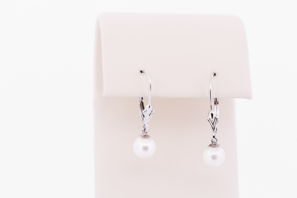 White Akoya Pearl Pendant & Earring Set in 14k White Gold
