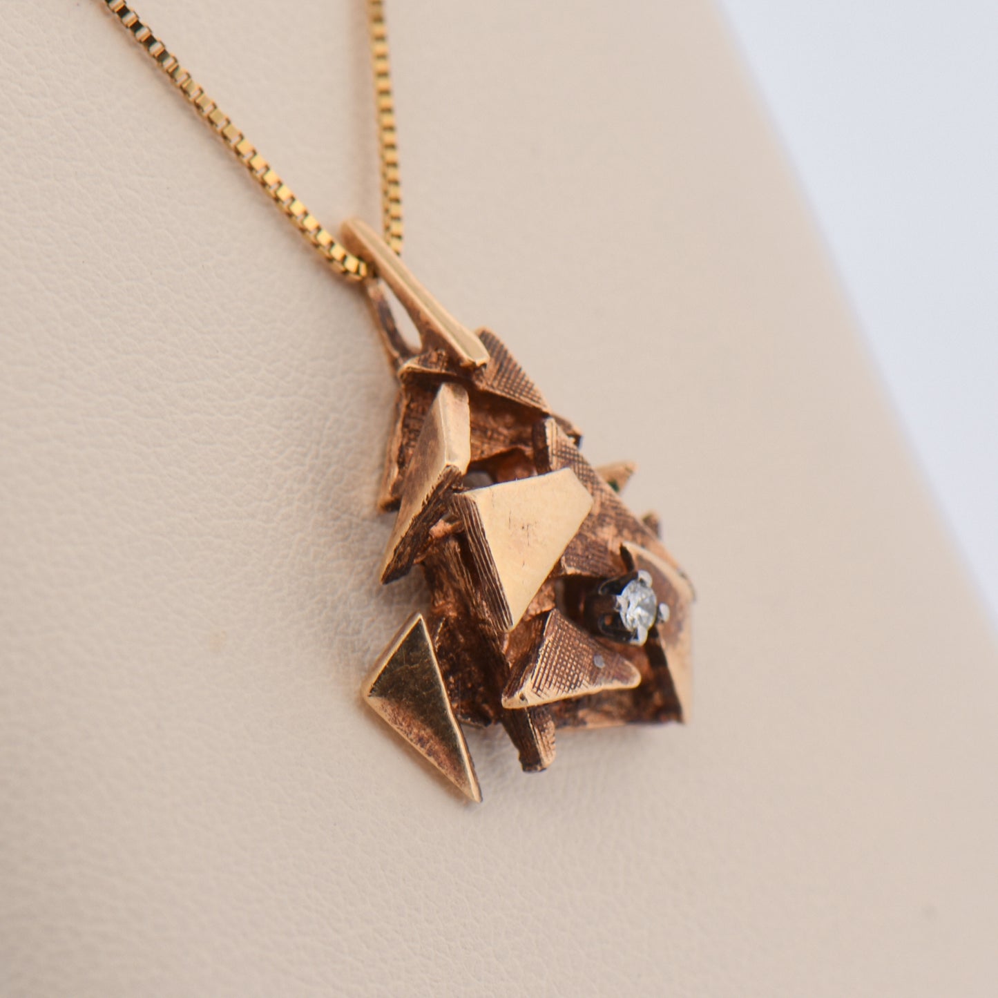 Brutalist Geometric Diamond Pendant