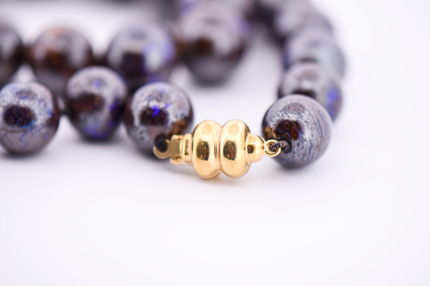 18" Australian Boulder Opal Bead Necklace - Opal in Ironstone Matrix