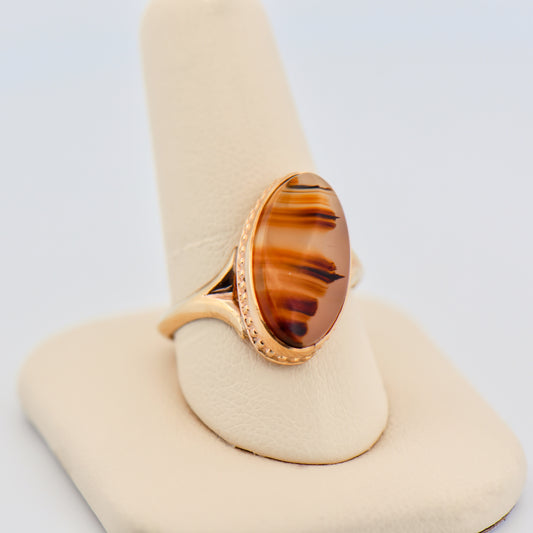 1960s Banded Agate Bezel-Set Ring