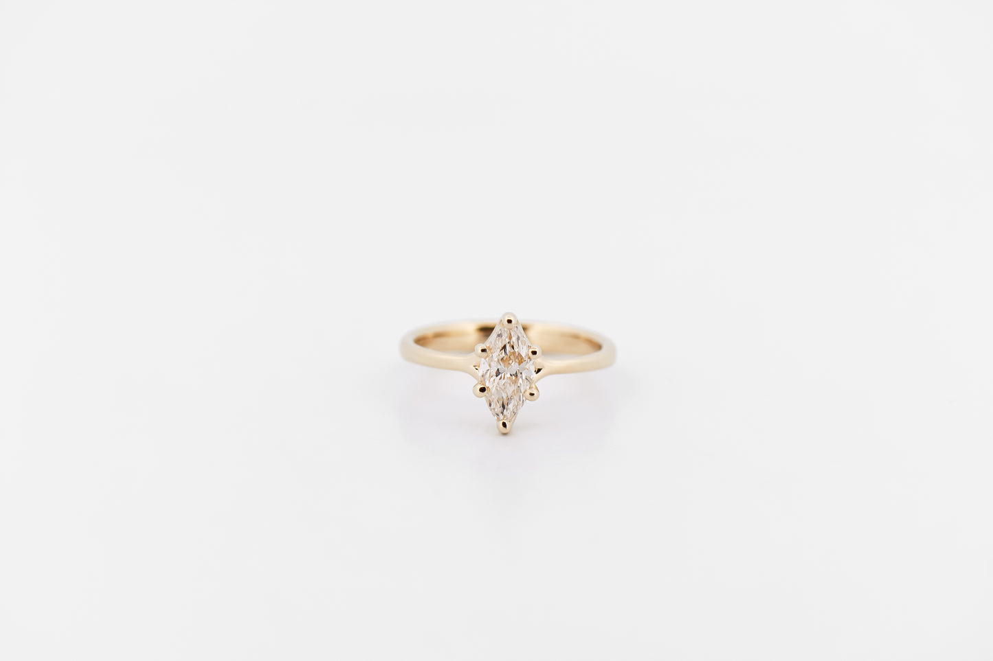 1ct Marquise Diamond Solitaire Engagement Ring in Custom Yellow Gold Setting