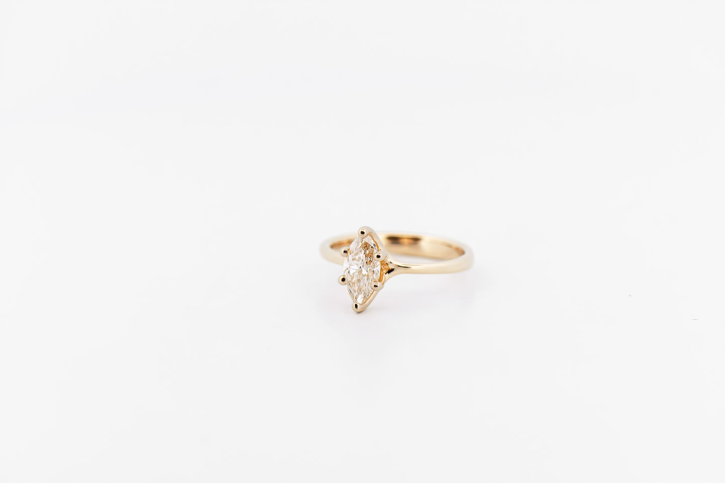 1ct Marquise Diamond Solitaire Engagement Ring in Custom Yellow Gold Setting