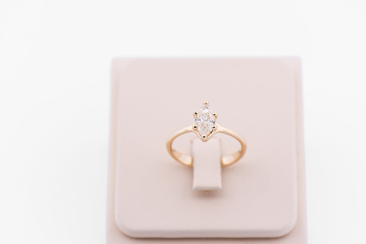 1ct Marquise Diamond Solitaire Engagement Ring in Custom Yellow Gold Setting