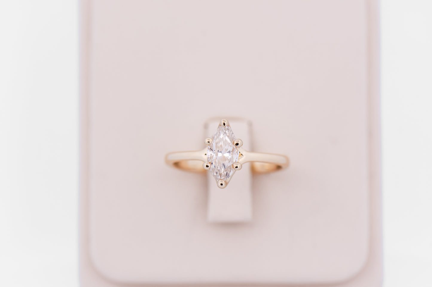 1ct Marquise Diamond Solitaire Engagement Ring in Custom Yellow Gold Setting