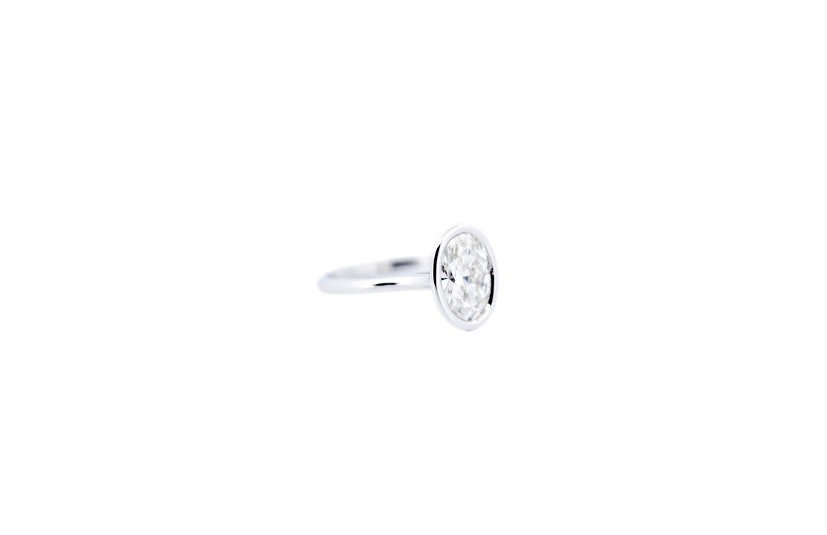 2ct Oval Bezel-Set Lab Grown Diamond Ring in White Gold