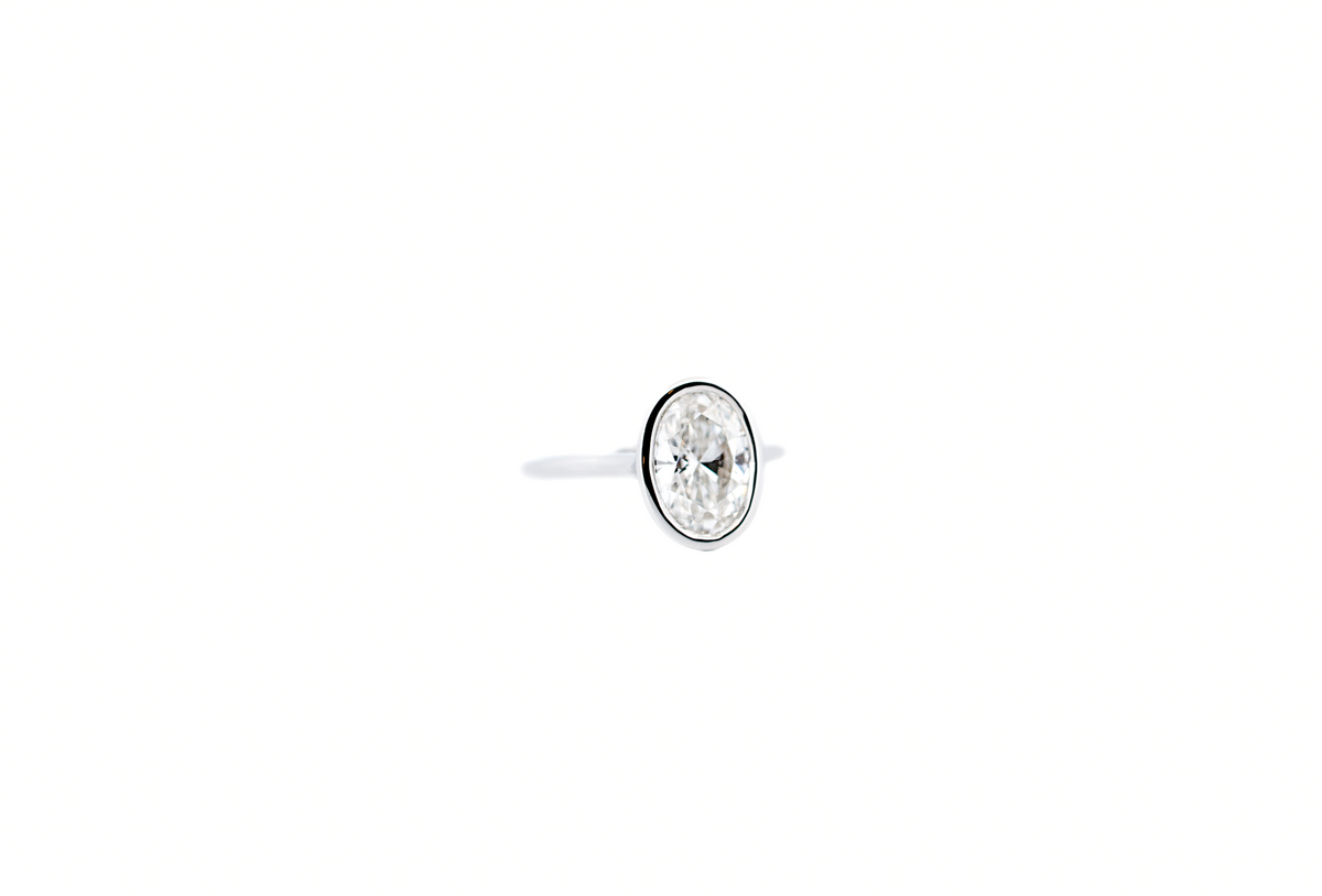 2ct Oval Bezel-Set Lab Grown Diamond Ring in White Gold