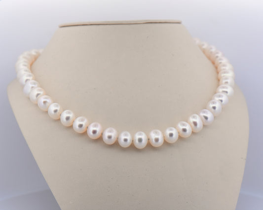White Freshwater Pearl Strand with 14k Yellow Gold Clasp