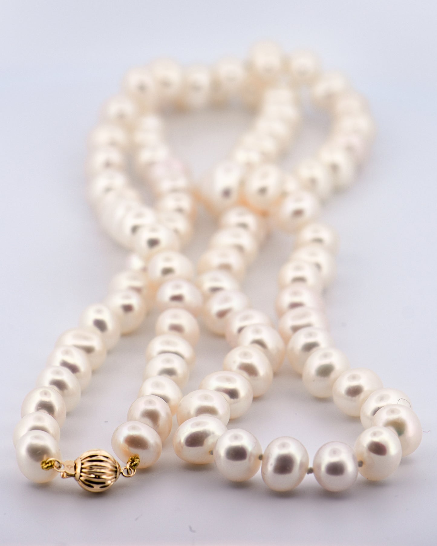White Freshwater Pearl Strand with 14k Yellow Gold Clasp