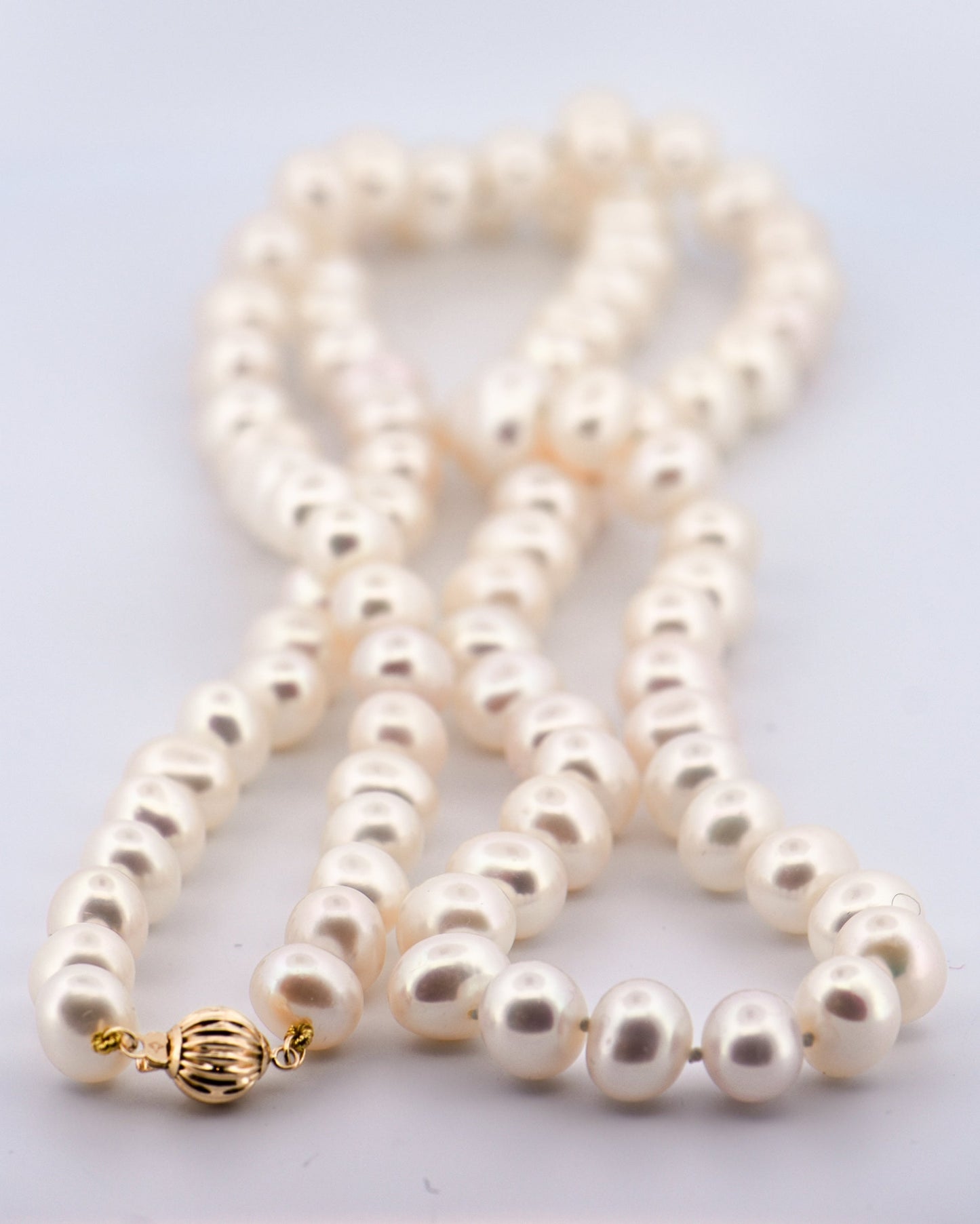 White Freshwater Pearl Strand with 14k Yellow Gold Clasp