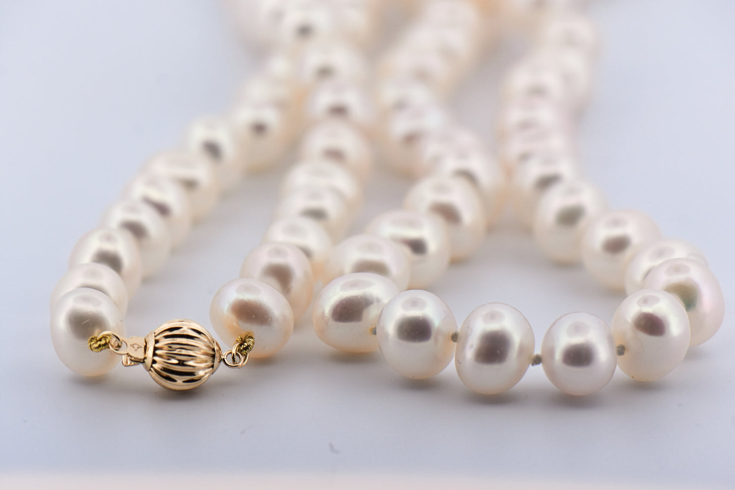 White Freshwater Pearl Strand with 14k Yellow Gold Clasp