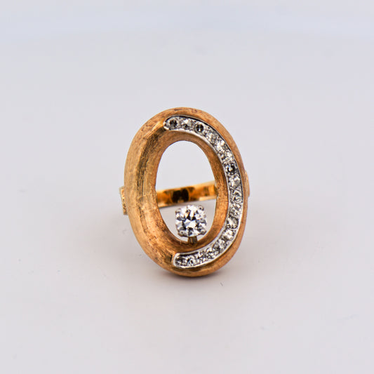 Groovy Mid Century Negative Space Ring with Diamonds