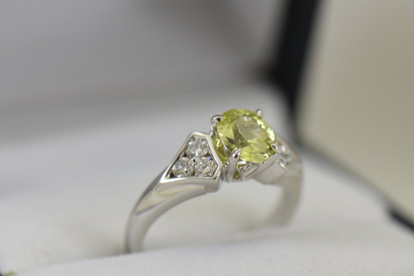 Yellow Chrysoberyl Engagement Ring in White Gold