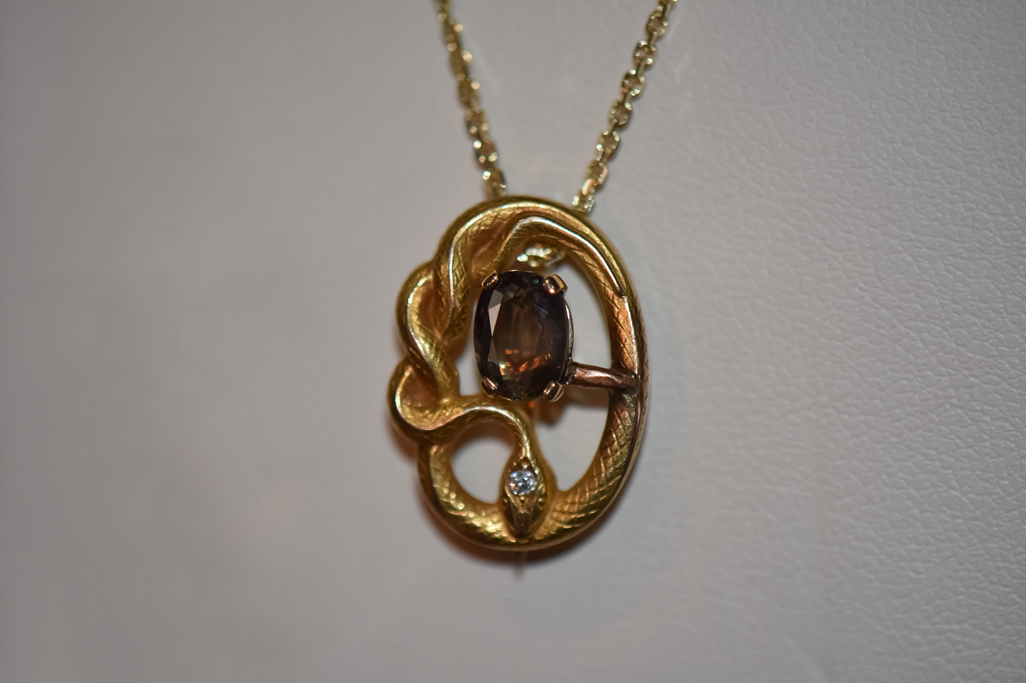 Adorable Art Nouveau Snake Pendant/Brooch with Natural Alexandrite & Diamond