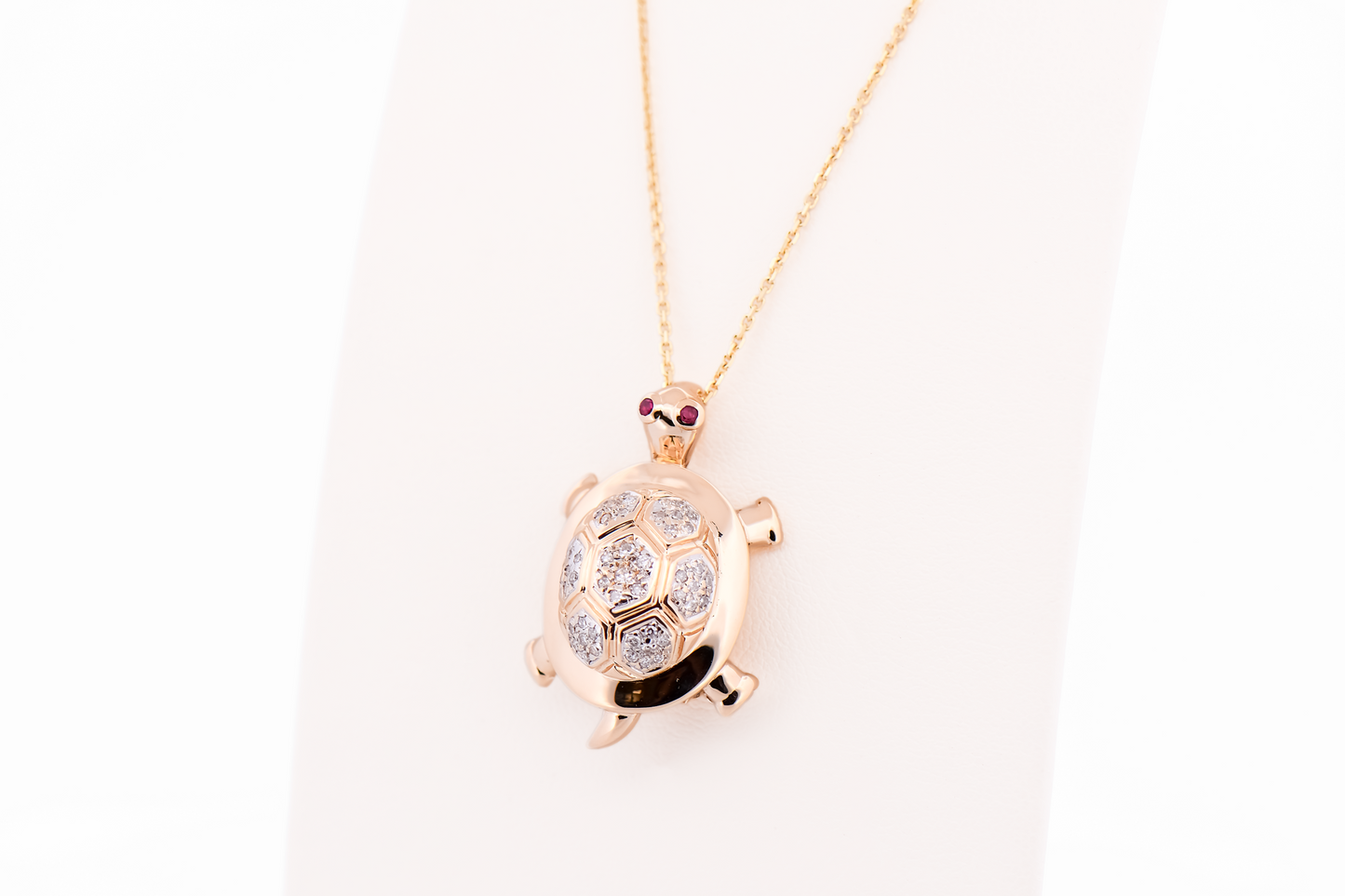 Adorable Estate Turtle Pendant Brooch Combo - Diamond Shell & Ruby Eyes