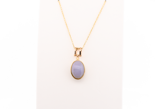 Adorable Reversible Pendant with Cabochon Green & Lavender Jade
