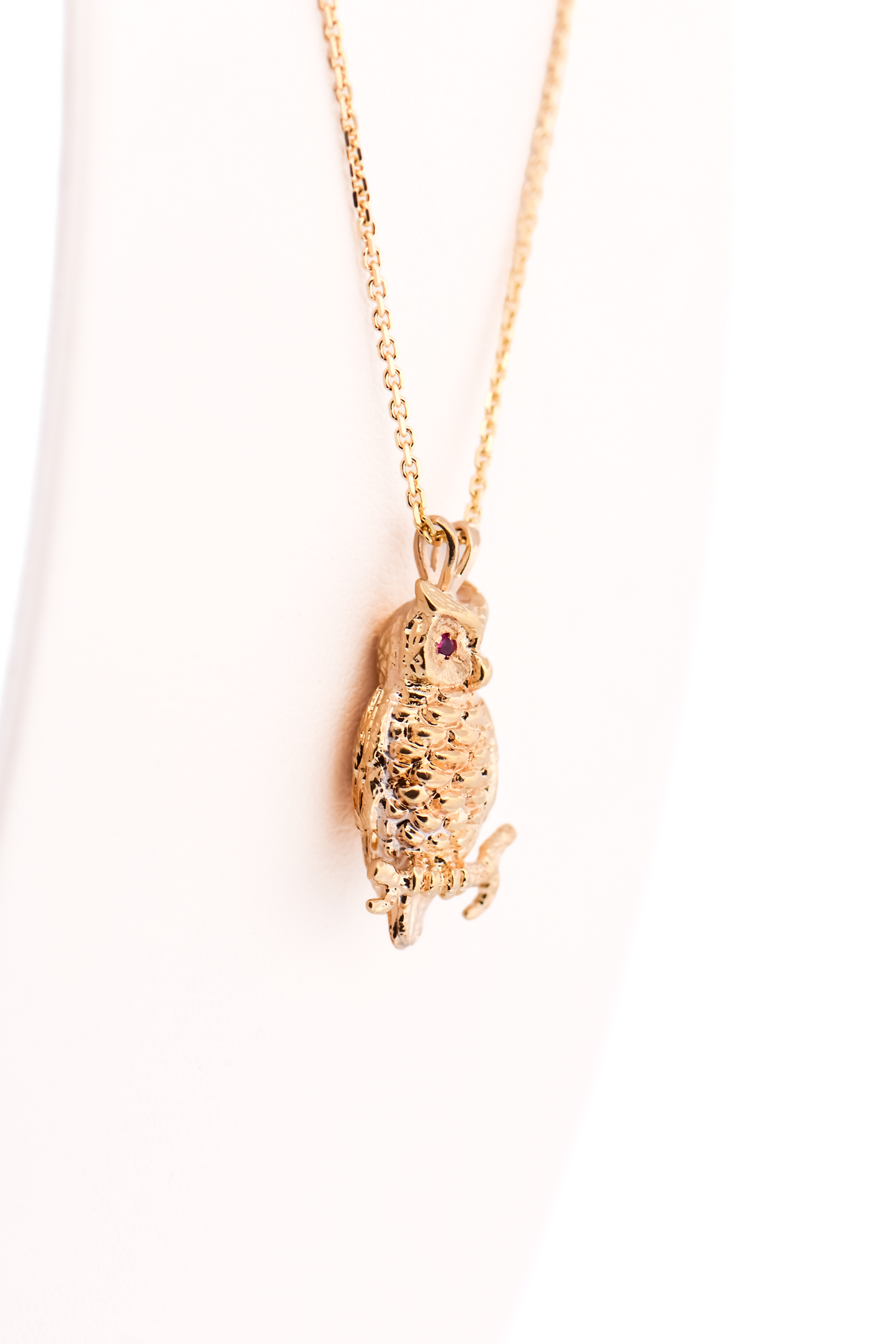 Adorable Vintage Owl Pendant with Ruby Eyes