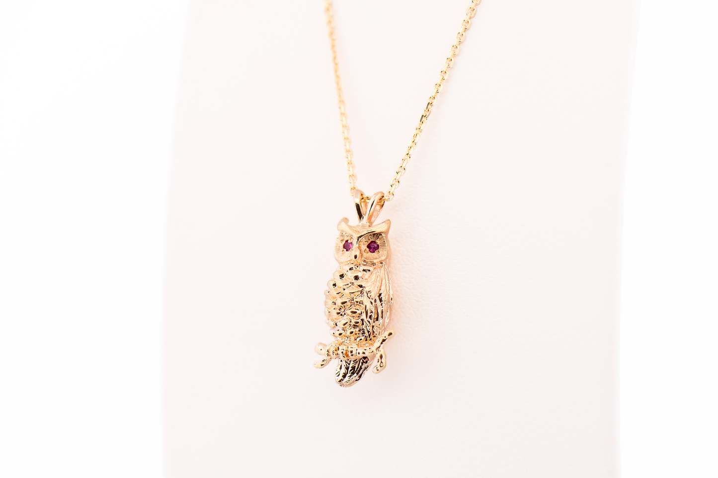 Adorable Vintage Owl Pendant with Ruby Eyes