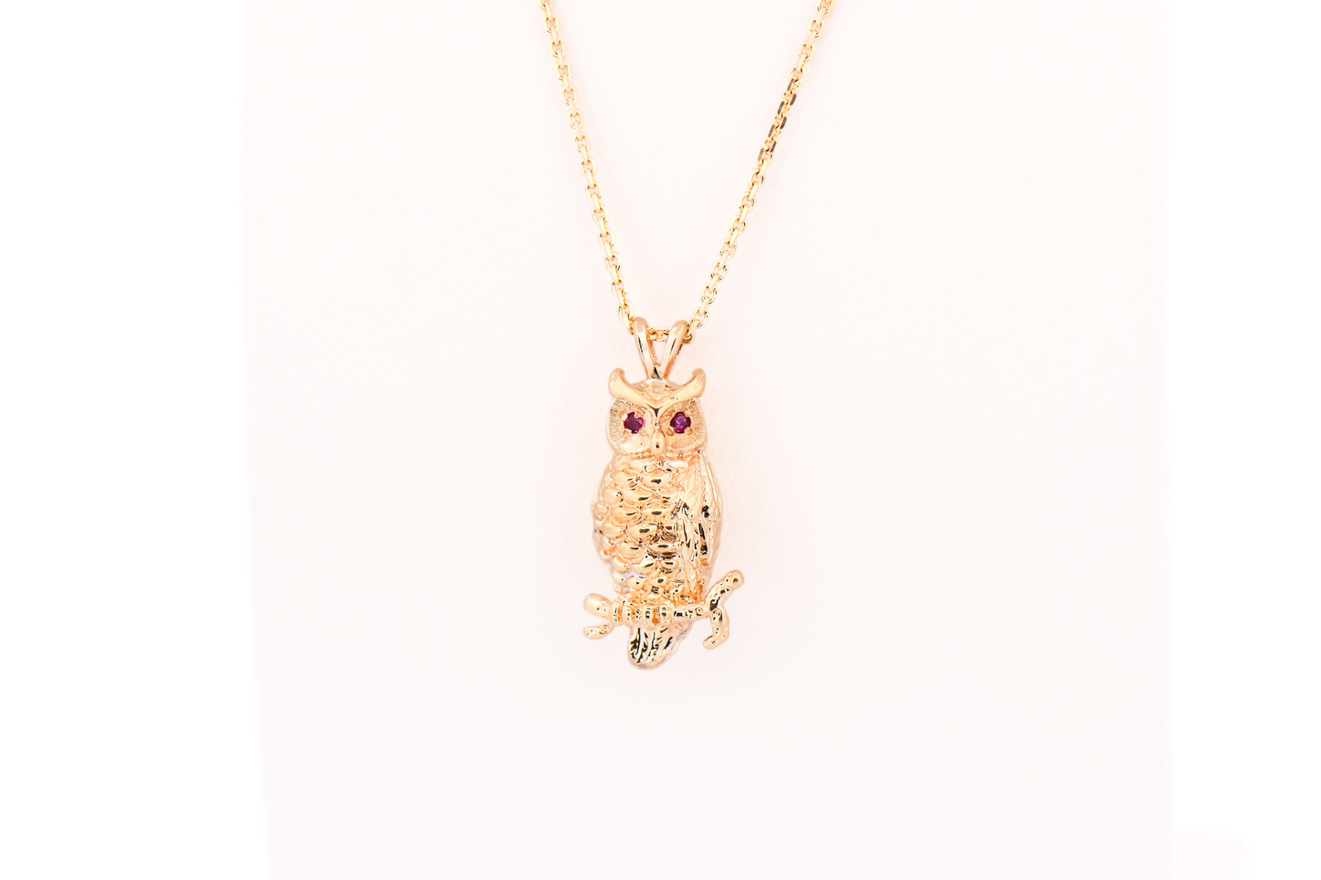 Adorable Vintage Owl Pendant with Ruby Eyes