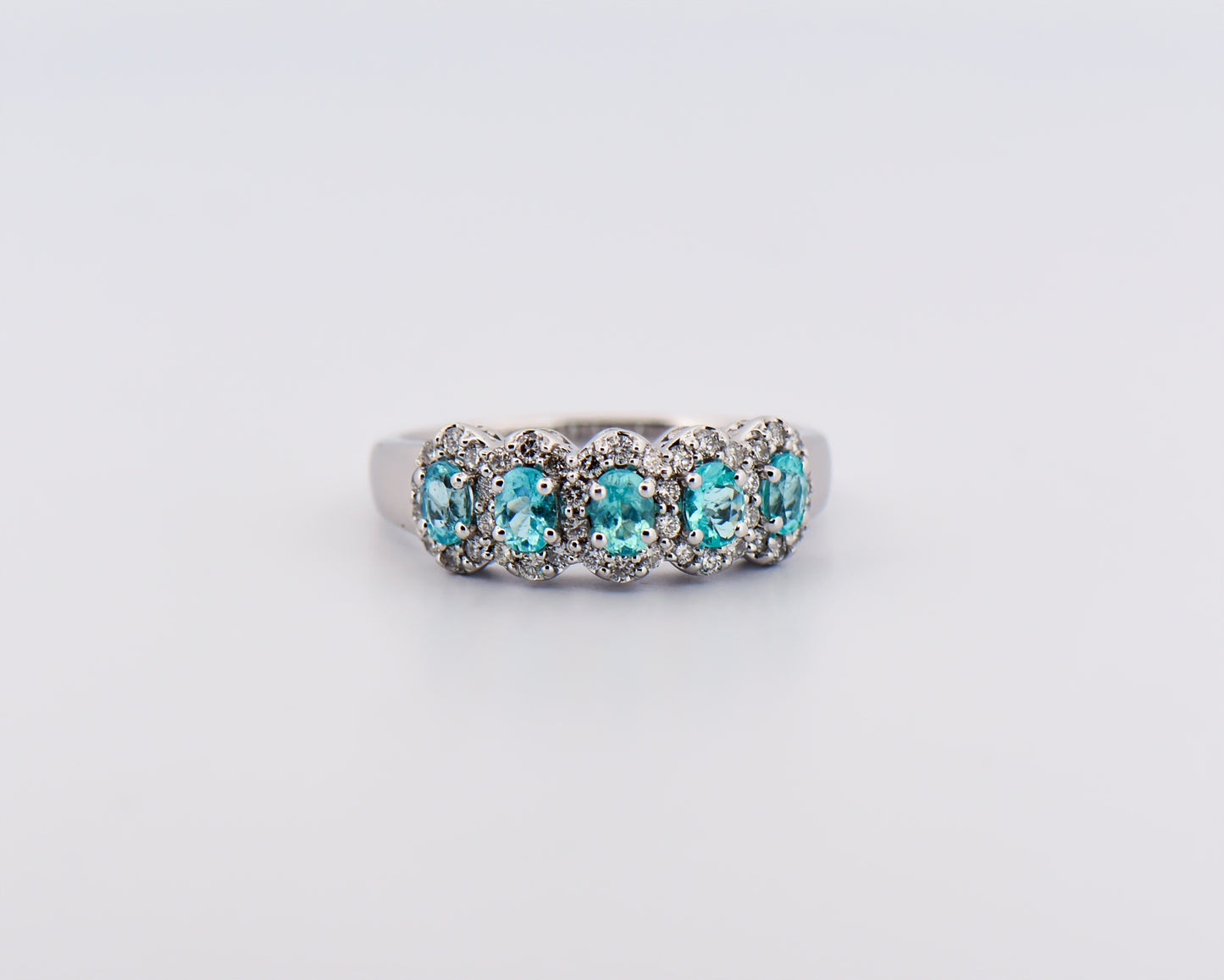 African Paraiba Tourmaline 5-stone Wedding Band