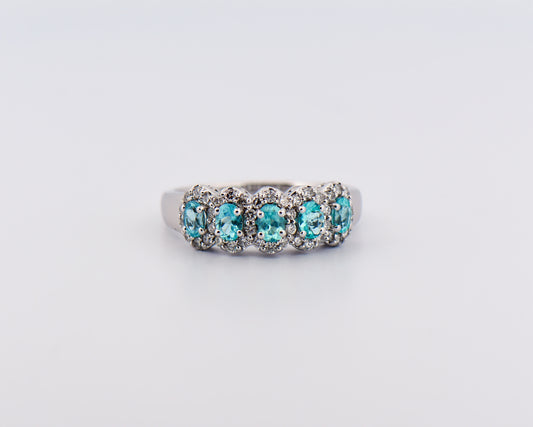 African Paraiba Tourmaline 5-stone Wedding Band