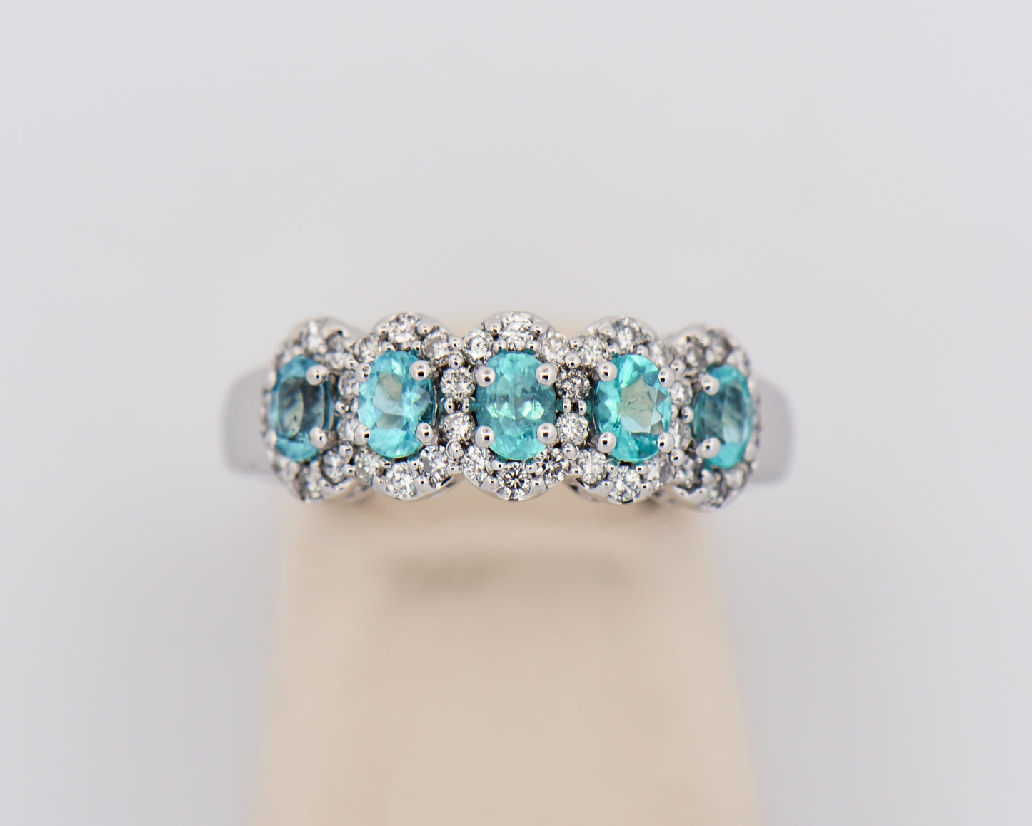 African Paraiba Tourmaline 5-stone Wedding Band