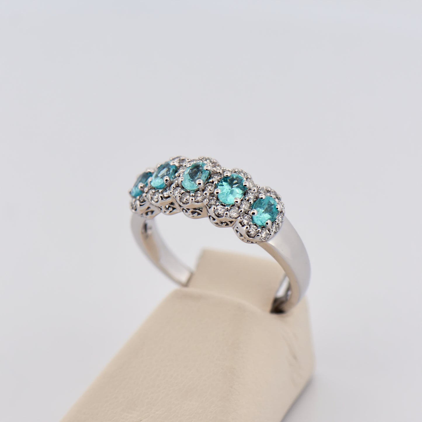 African Paraiba Tourmaline 5-stone Wedding Band
