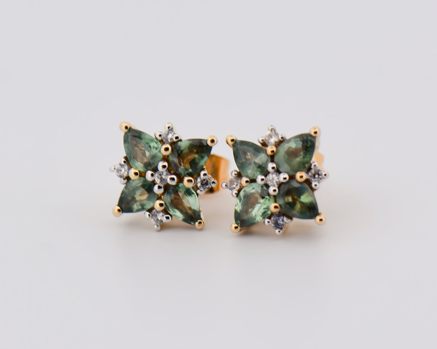 Alexandrite & Diamond Cluster Earrings
