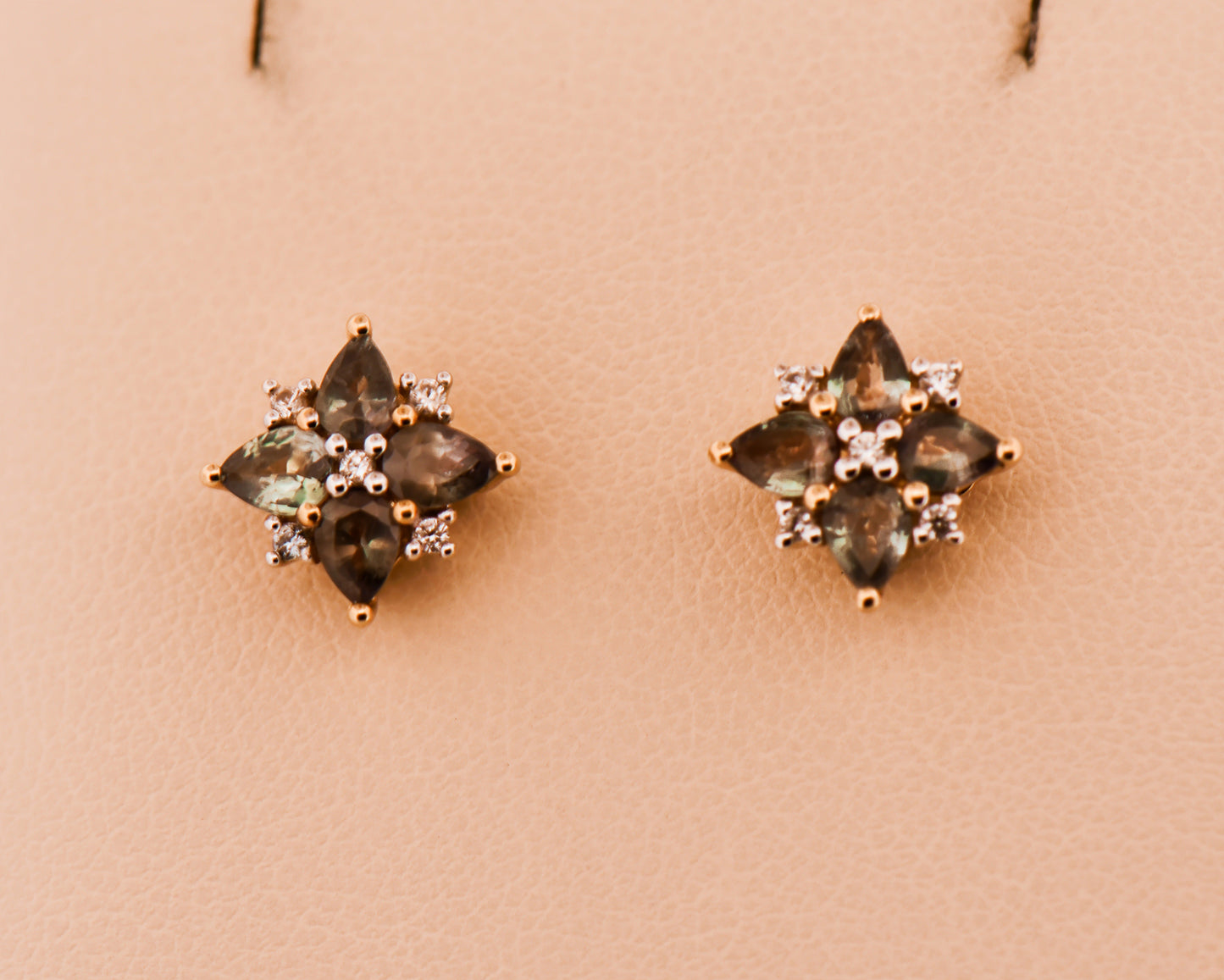 Alexandrite & Diamond Cluster Earrings