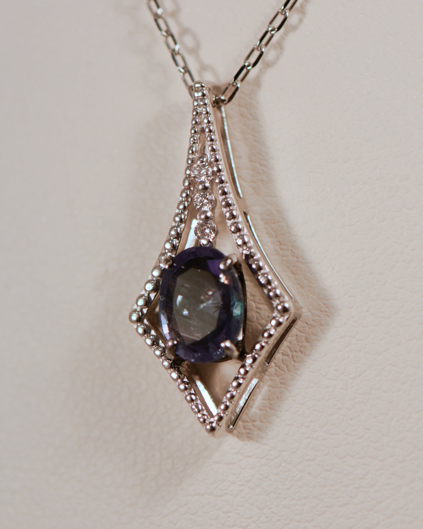 Estate Natural Alexandrite Pendant in Platinum