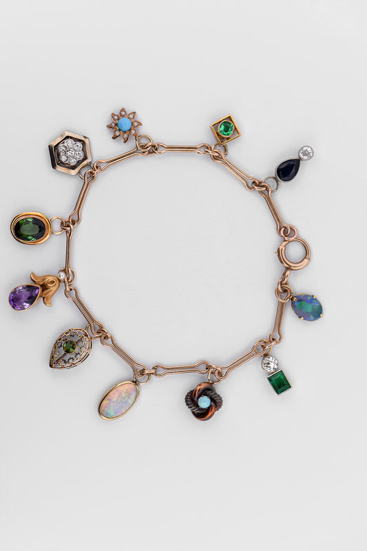 Amazing Charm Bracelet Using Repurposed Stick Pins - Black Opal, Emerald, Sapphire, Diamond and More!