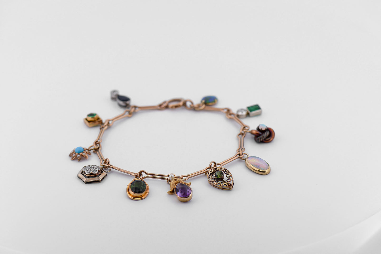 Amazing Charm Bracelet Using Repurposed Stick Pins - Black Opal, Emerald, Sapphire, Diamond and More!