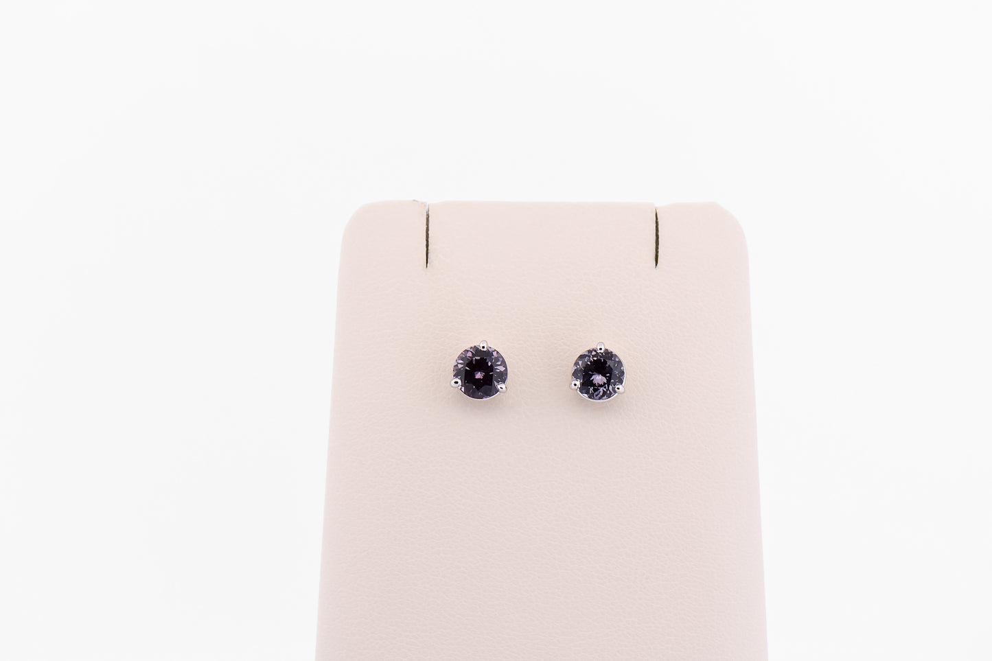 Amazing Mauve Grey Spinel Stud Earrings in White Gold