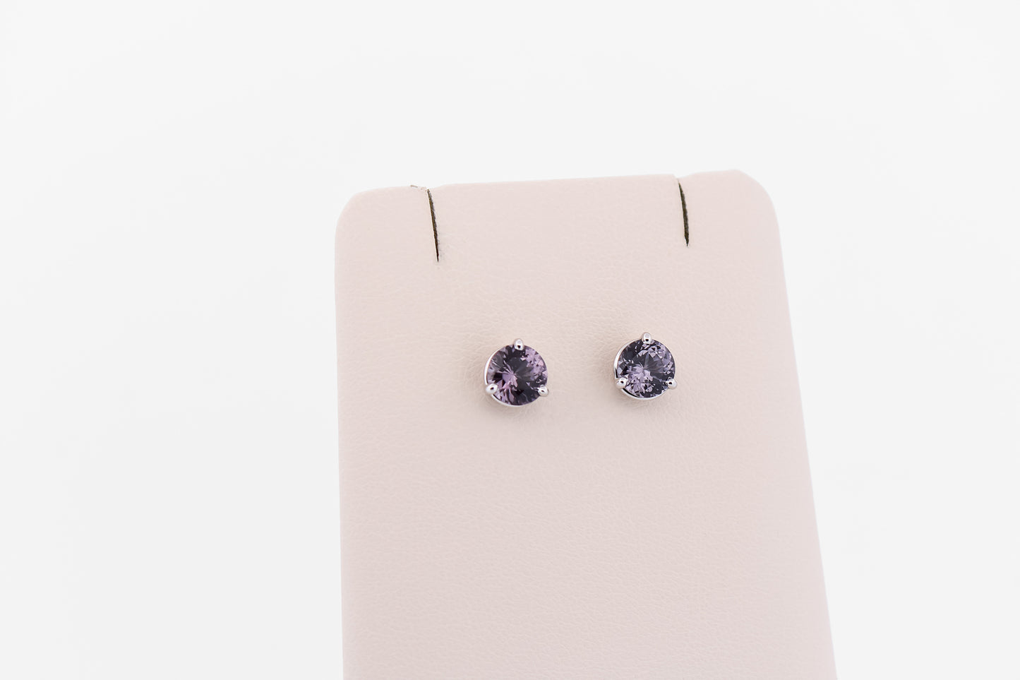 Amazing Mauve Grey Spinel Stud Earrings in White Gold