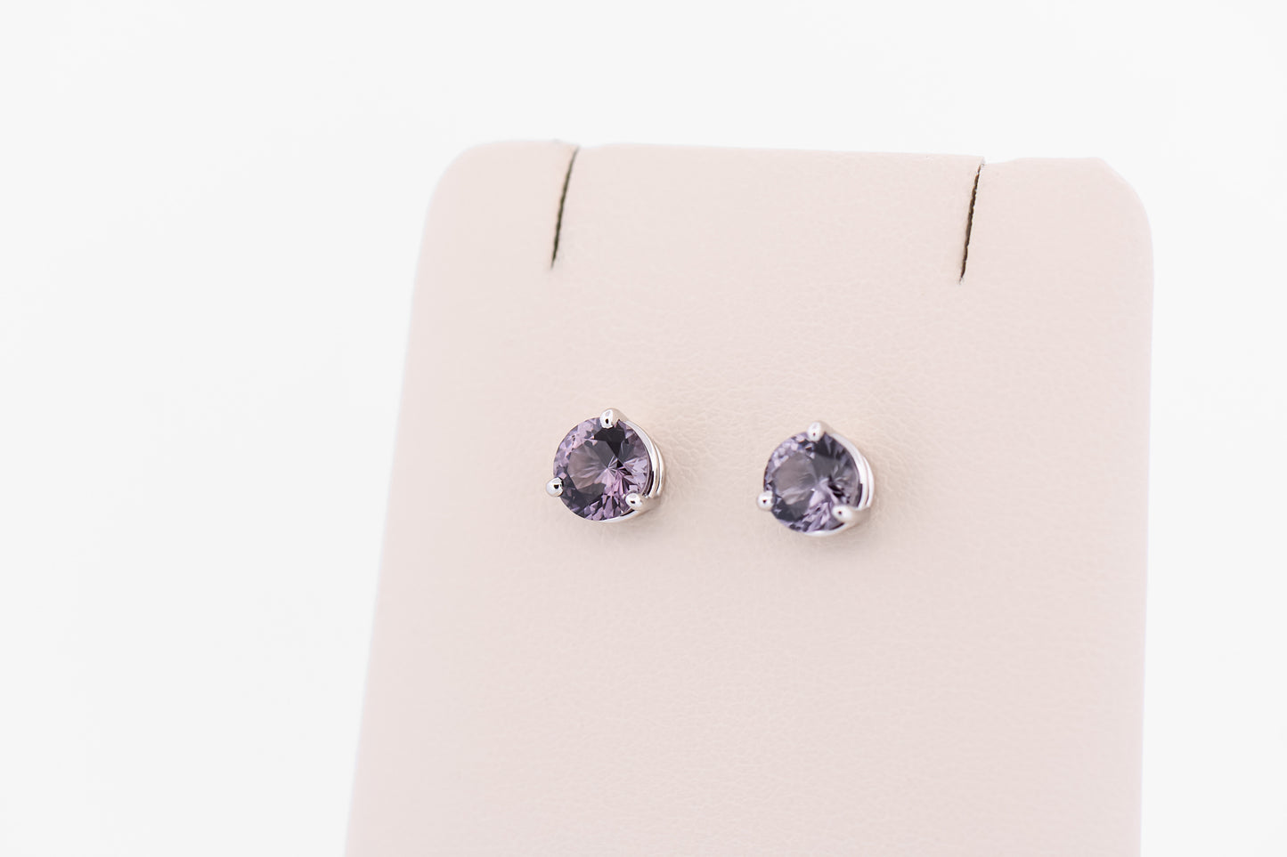 Amazing Mauve Grey Spinel Stud Earrings in White Gold