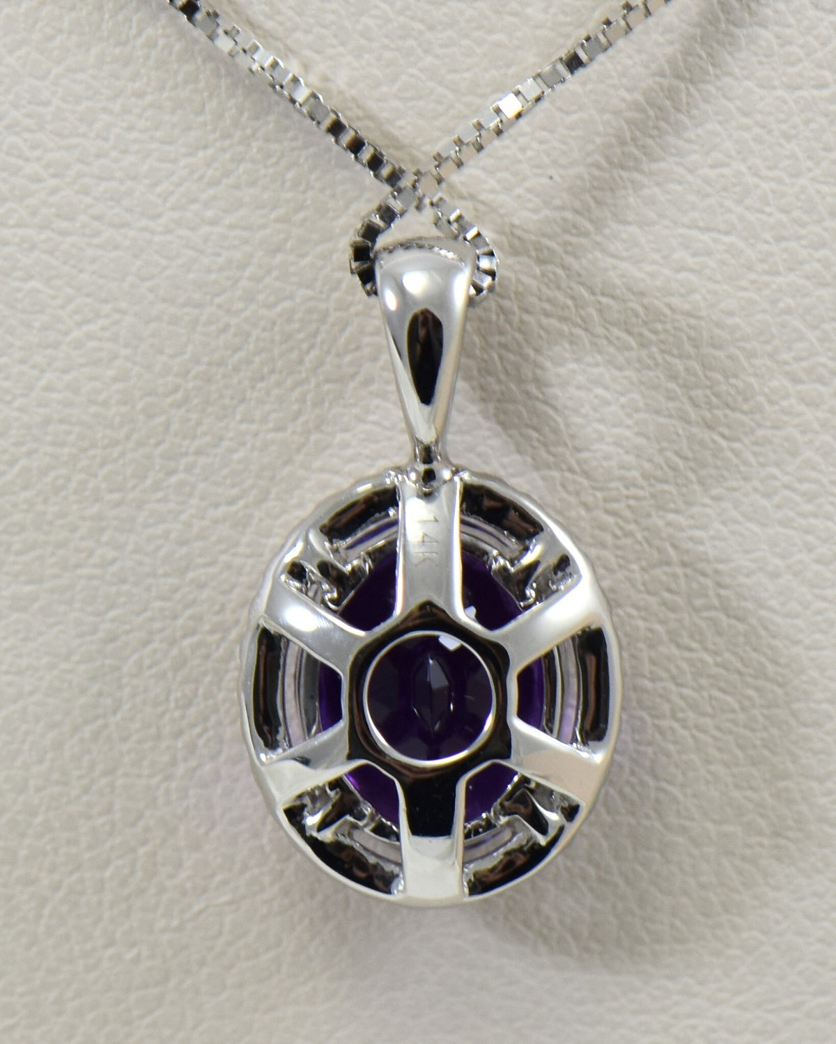 Deep Purple Amethyst Oval Halo Pendant