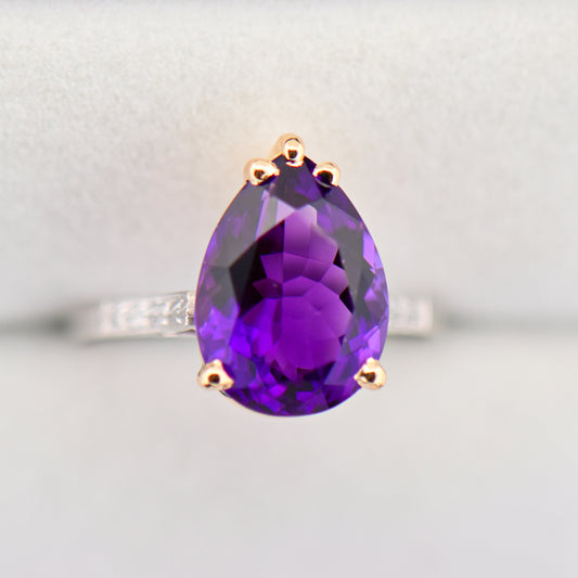 Antique Amethyst Solitaire Engagement Ring
