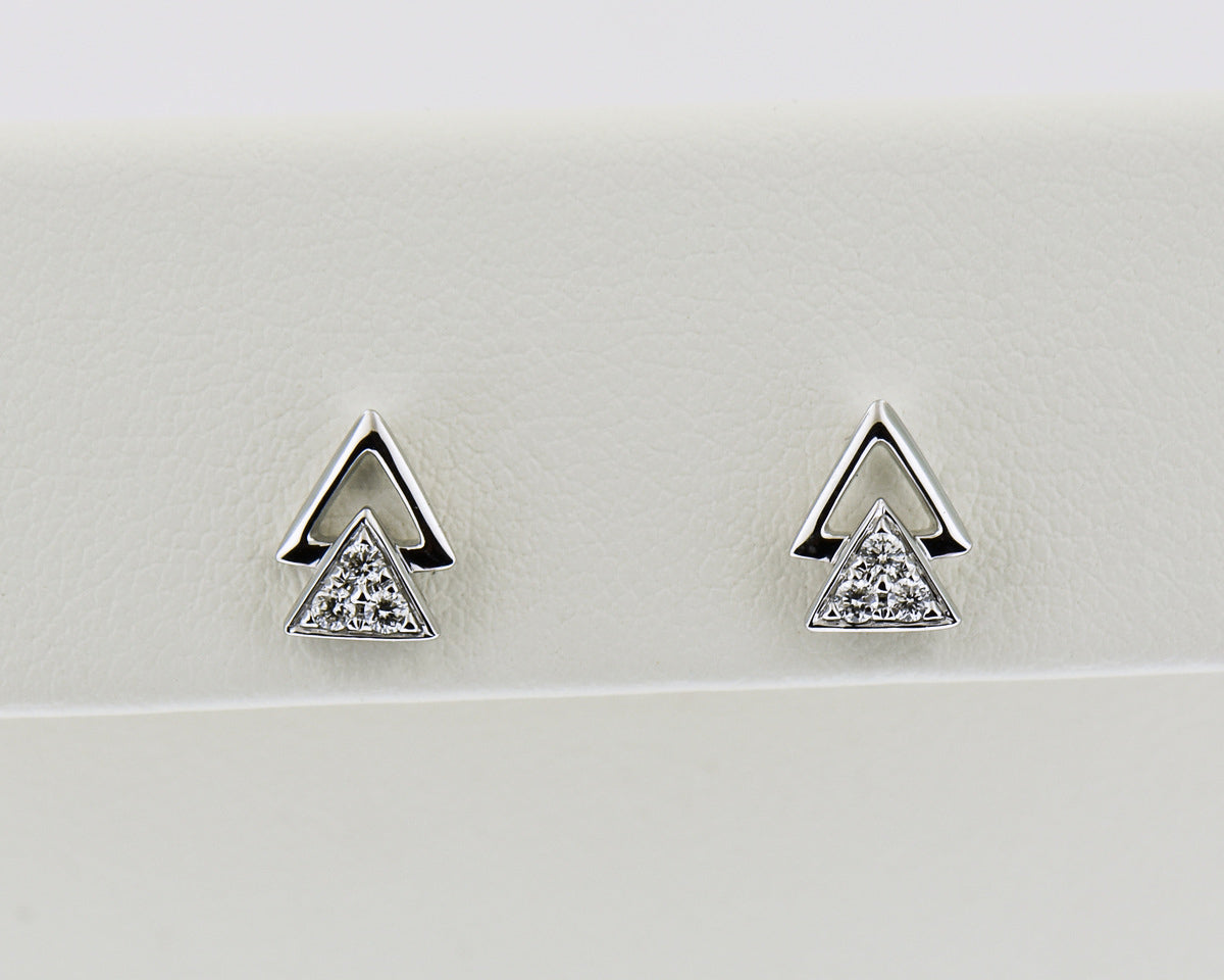 Angular 18k White Gold & Diamond Stud Earrings