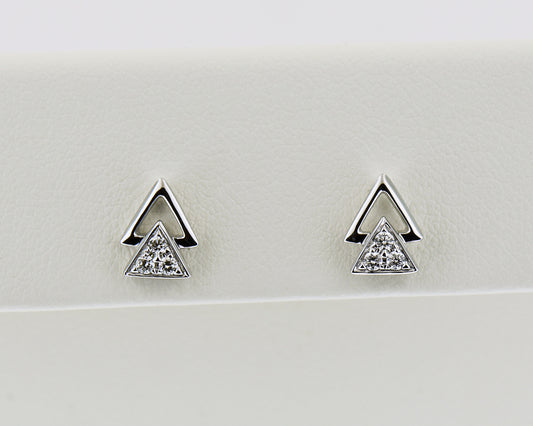Angular 18k White Gold & Diamond Stud Earrings