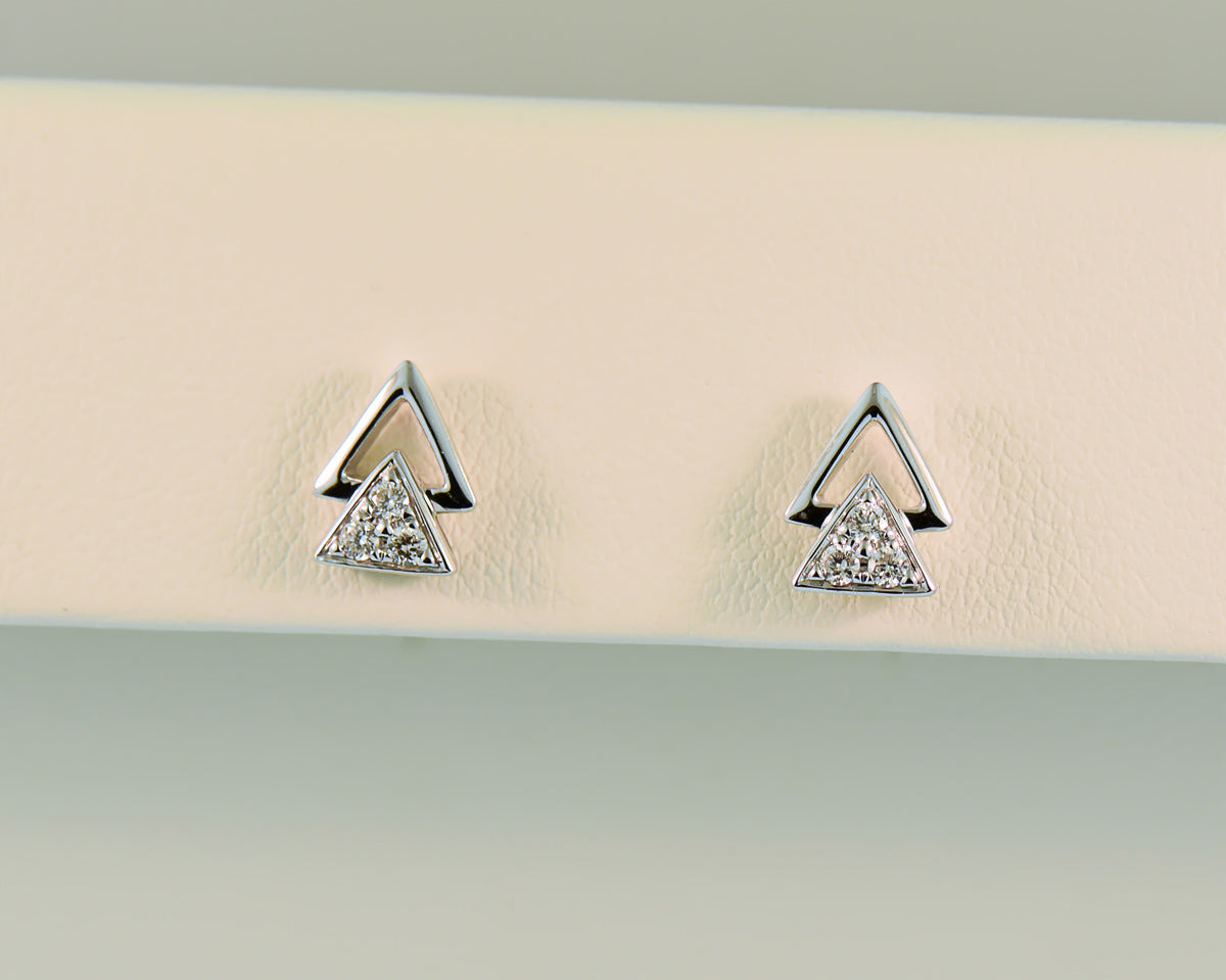 Angular 18k White Gold & Diamond Stud Earrings
