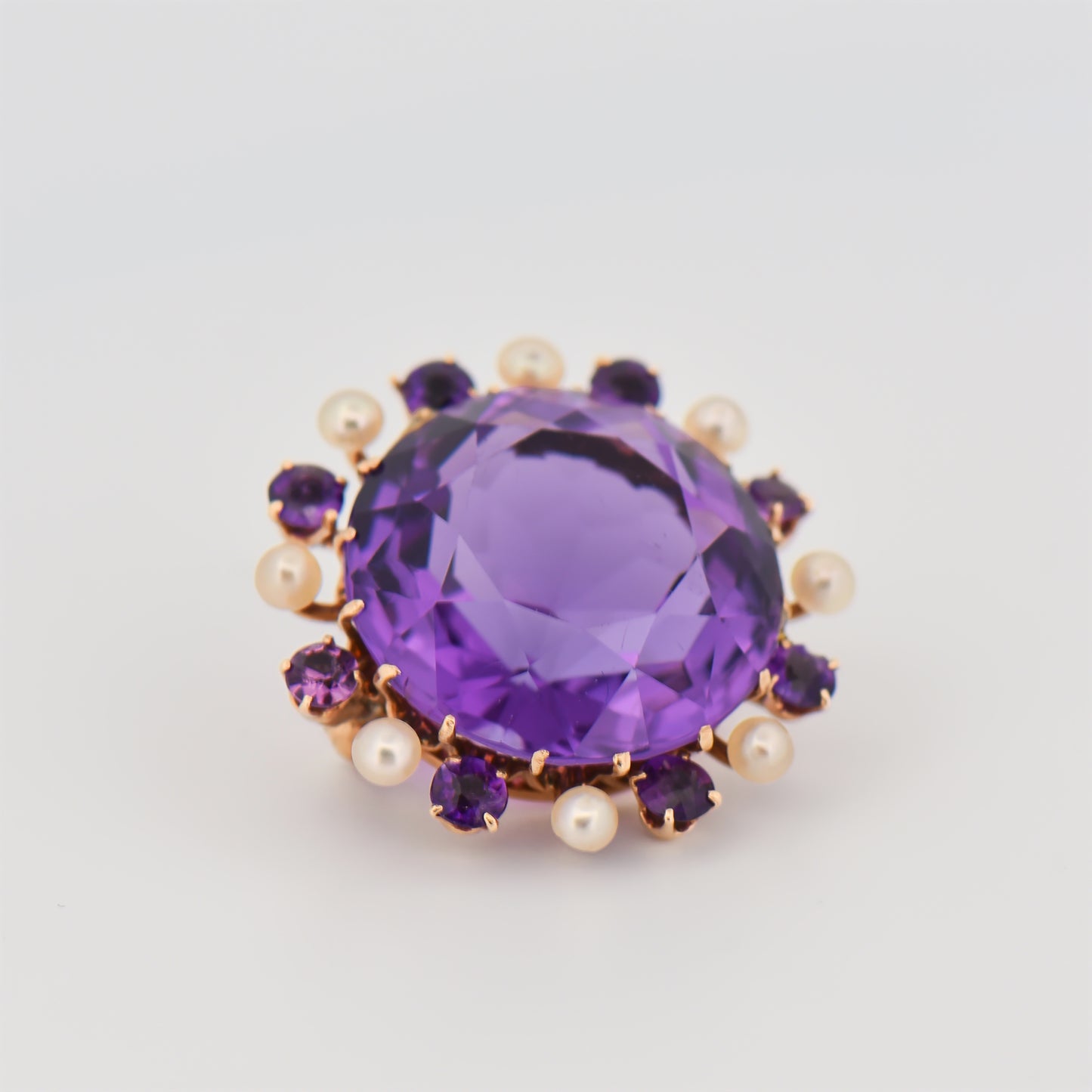 Antique Amethyst and Pearl Brooch