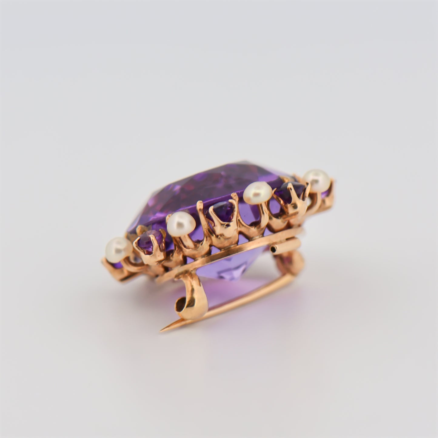Antique Amethyst and Pearl Brooch