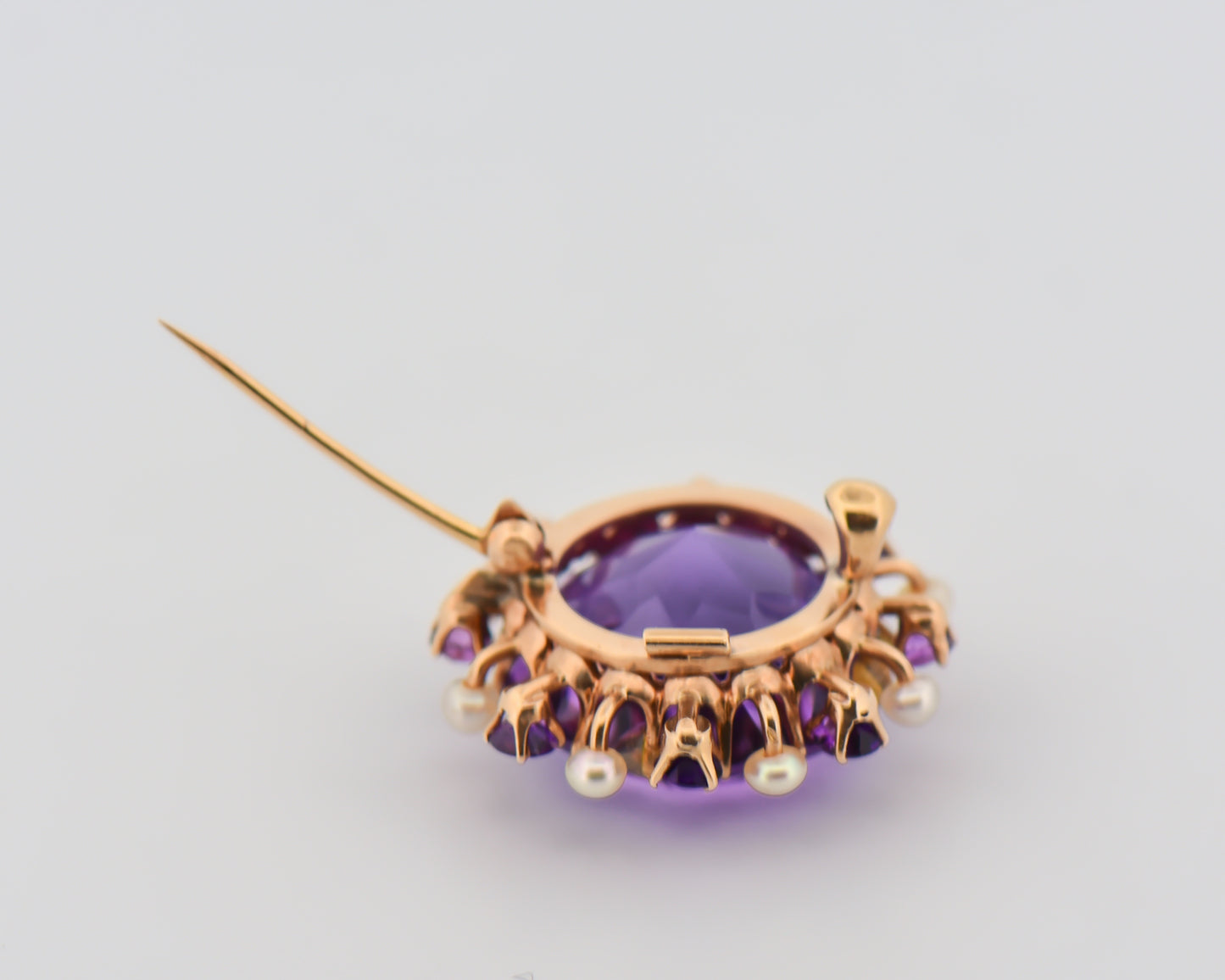 Antique Amethyst and Pearl Brooch