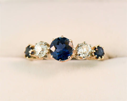 Antique Australian Sapphire & Diamond Wedding Ring
